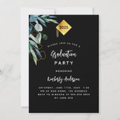 Zwart groen pet 2025 luxe afstudeerfeest kaart (Voorkant)