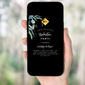 Zwart groen pet 2025 luxe afstudeerfeest kaart