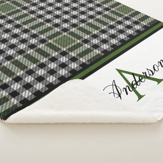 Zwart & Groen Plaid Gepersonaliseerd Sherpa Deken (3/4)