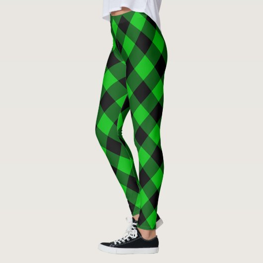 Zwart Groen Plaid Tartan Leggings (Links)