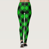 Zwart Groen Plaid Tartan Leggings (Achterkant)