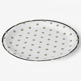 Zwart Groen Polka Dots Papieren Bordje