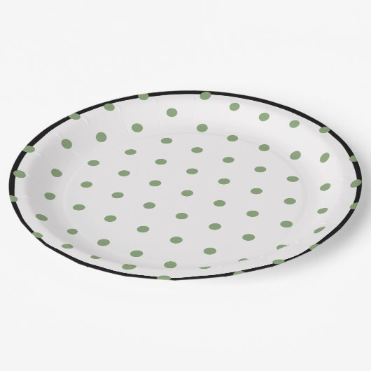 Zwart Groen Polka Dots Papieren Bordje (Gekanteld)