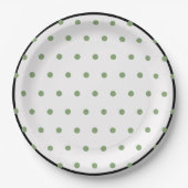 Zwart Groen Polka Dots Papieren Bordje (Voorkant)