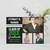 Zwart/groen porty-boys 3 Foto-Afstuderen Kaart (Staand voorkant)