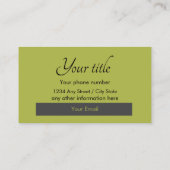 Zwart Groen Professioneel Minimalist Visitekaartje (Achterkant)