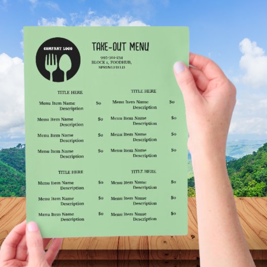 Zwart, groen restaurant afhaalmenu met QR-code Flyer