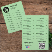 Zwart, groen restaurant afhaalmenu met QR-code Flyer
