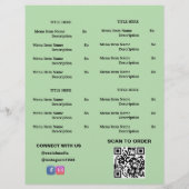 Zwart, groen restaurant afhaalmenu met QR-code Flyer (Achterkant)