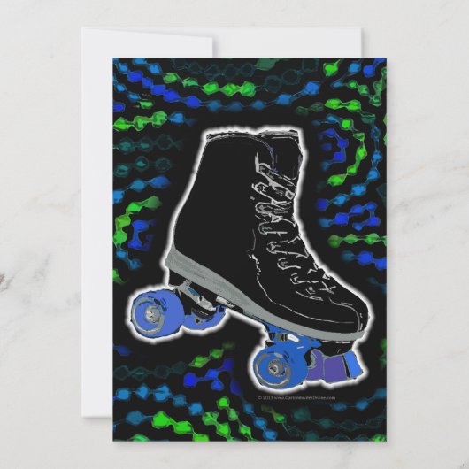 Zwart/Groen Rolschaatsen Party uitnodiging (Achterkant)