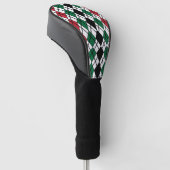 Zwart Groen Rood Argyle patroon Golfheadcover (Schuin)