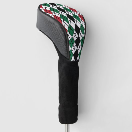 Zwart Groen Rood Argyle patroon Golfheadcover (Schuin)