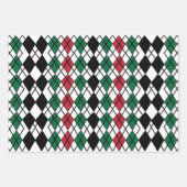 Zwart Groen Rood Argyle patroon Inpakpapier Vel (Voorkant 3)
