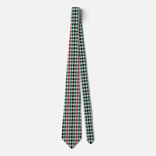 Zwart Groen Rood Argyle Patroon Stropdas