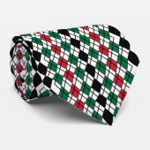 Zwart Groen Rood Argyle patroon Stropdas (Opgerold)