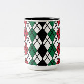 Zwart Groen Rood Argyle patroon Tweekleurige Koffiemok (Center)