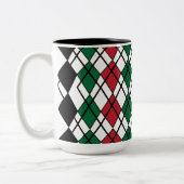 Zwart Groen Rood Argyle patroon Tweekleurige Koffiemok (Links)