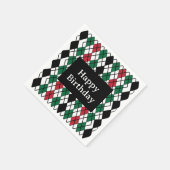 Zwart Groen Rood Argyle patroon Verjaardag Servet (Hoek)