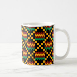 Zwart, groen, rood en geel Kente-doek Koffiemok