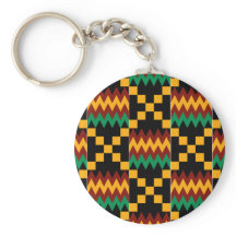 Zwart, groen, rood en geel Kente-doek