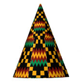 Zwart, Groen, Rood, Geel Kente Doek Feesthoedjes (Voorkant)