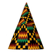 Zwart, Groen, Rood, Geel Kente Doek Feesthoedjes (Links)