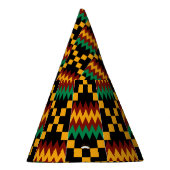 Zwart, Groen, Rood, Geel Kente Doek Feesthoedjes (Rechts)