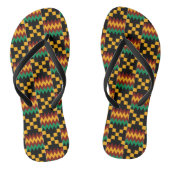 Zwart, Groen, Rood, Geel Kente Doek Teenslippers (Voetbed)