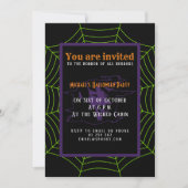 Zwart-groen spinweb Halloween patroon Invitatie Kaart (Voorkant)