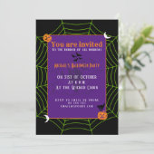 Zwart-groen spinweb Halloween patroon Kaart (Staand voorkant)