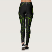 Zwart-groen spinweb Halloween patroon Leggings (Achterkant)