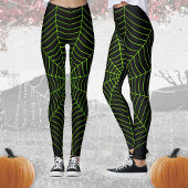 Zwart-groen spinweb Halloween patroon Leggings