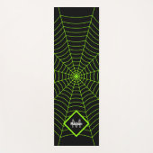 Zwart groen spinweb Halloween patroon Monogram Yogamat (Voorkant)