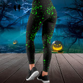 Zwart & Groen Splatter Toxisch Slijm Halloween Leggings