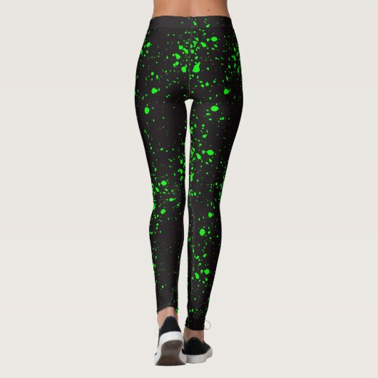 Zwart & Groen Splatter Toxisch Slijm Halloween Leggings (Achterkant)