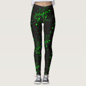 Zwart & Groen Splatter Toxisch Slijm Halloween Leggings (Voorkant)