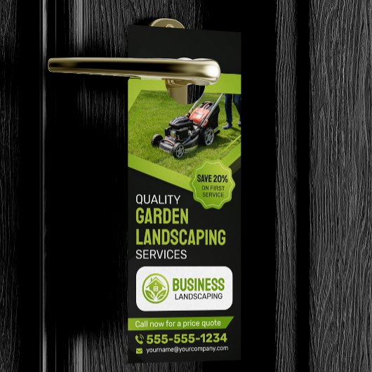 Zwart & Groen Tuin Landscaping Lawn Care Maaien Deurhanger
