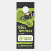 Zwart & Groen Tuin Landscaping Lawn Care Maaien Deurhanger (Voorkant)
