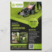 Zwart & Groen Tuin Landscaping Lawn Care Maaien Flyer (Voorkant)