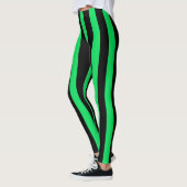 Zwart & Groen Verticale Strepen Halloween Kostuum Leggings (Links)