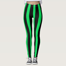 Zwart & Groen Verticale Strepen Halloween Kostuum Leggings