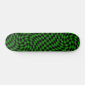 Zwart & Groen Vervormd Check Geruit Patroon Persoonlijk Skateboard (Horizontaal)