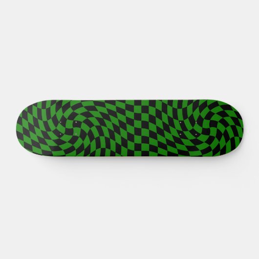 Zwart & Groen Vervormd Check Geruit Patroon Persoonlijk Skateboard (Horizontaal)
