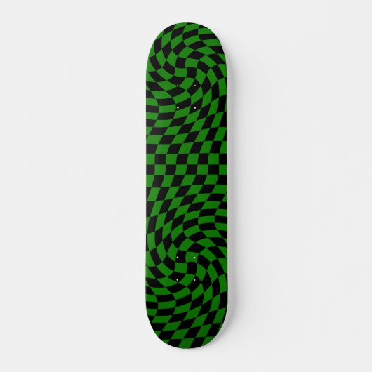 Zwart & Groen Vervormd Check Geruit Patroon Persoonlijk Skateboard (Voorkant)