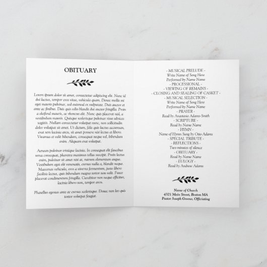 Zwart groen viering van het leven begrafenisprogra programma (Binnen)