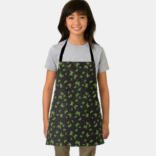 Zwart groen vintage vlindermotiefpatroon schort