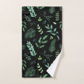 Zwart groen Waterverf Botanische bladeren Bad Handdoek (Handdoek)
