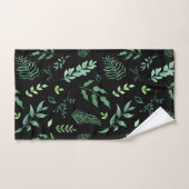 Zwart groen Waterverf Botanische bladeren Bad Handdoek (Handdoek)