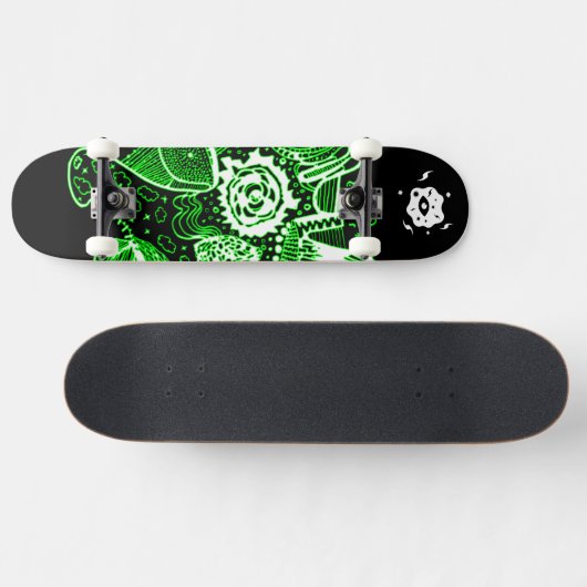 Zwart Groen Wit Abstract Persoonlijk Skateboard (Horizontaal)