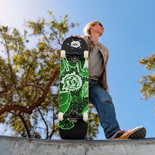 Zwart Groen Wit Abstract Persoonlijk Skateboard (Buiten 1)